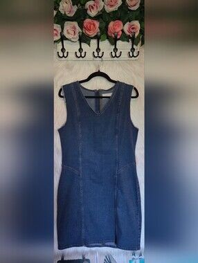 Noisy May Blue Denim Mini Dress w/ Contrast Stitching
